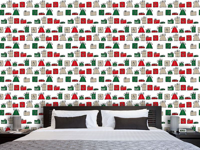 Wall Mural Pattern Wallpaper Wishing Punch Christmas