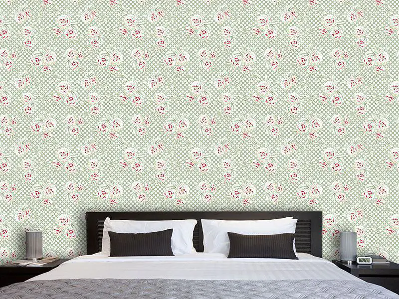 Wall Mural Pattern Wallpaper Roses And Polkadots
