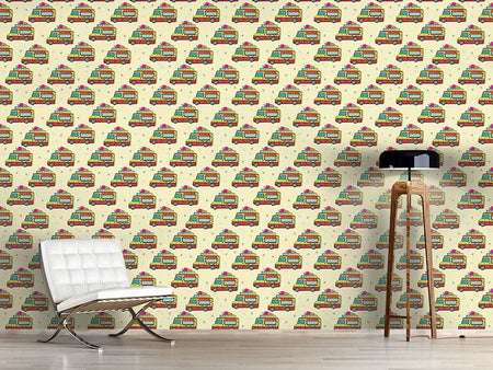 Wall Mural Pattern Wallpaper The Journey Of The Ice Cream Truck
