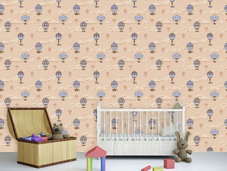 Wall Mural Pattern Wallpaper The Balloon Voyage Of The Montgolfier Brothers