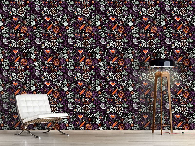 Wall Mural Pattern Wallpaper In The Nocturnal Bird Paradise