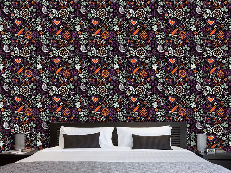 Wall Mural Pattern Wallpaper In The Nocturnal Bird Paradise
