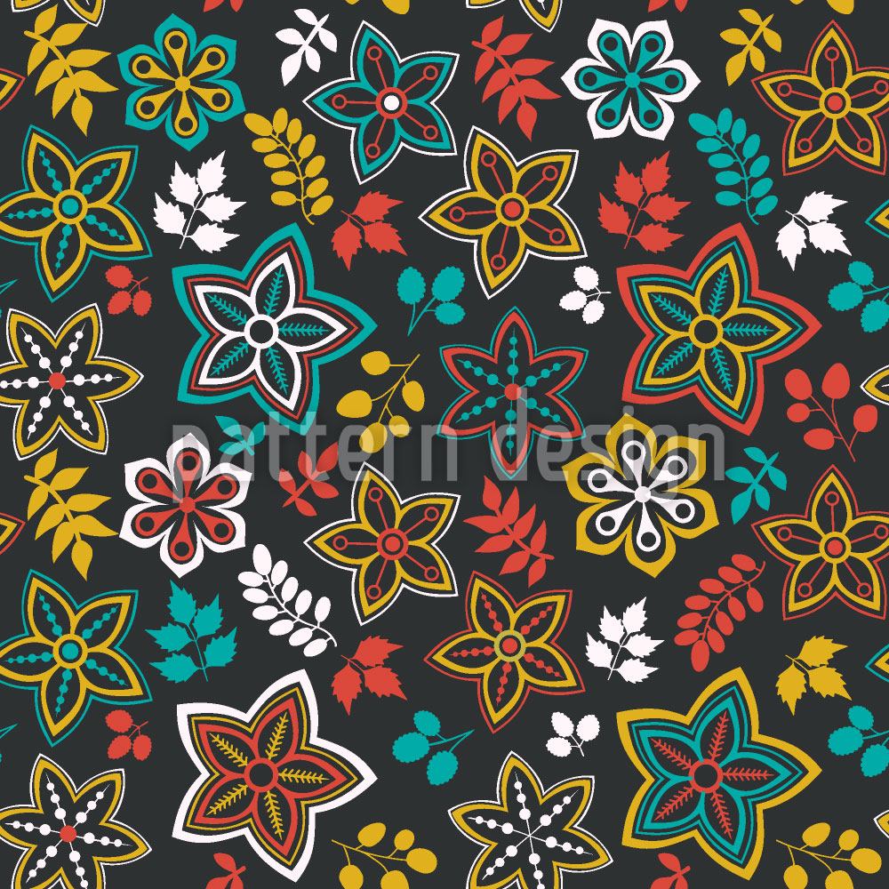 Wall Mural Pattern Wallpaper Flowers and leaf fantasy One Summer Night
