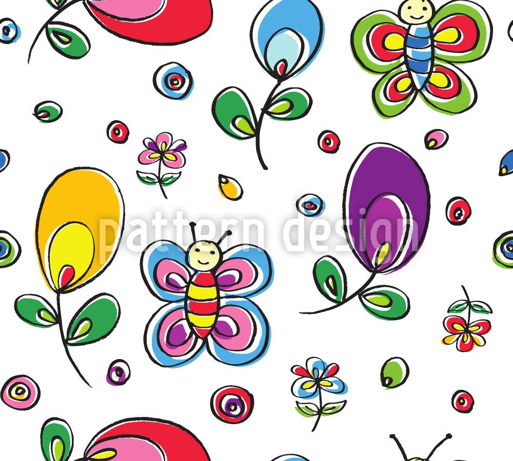Papier peint design Butterflies In Floral Bliss