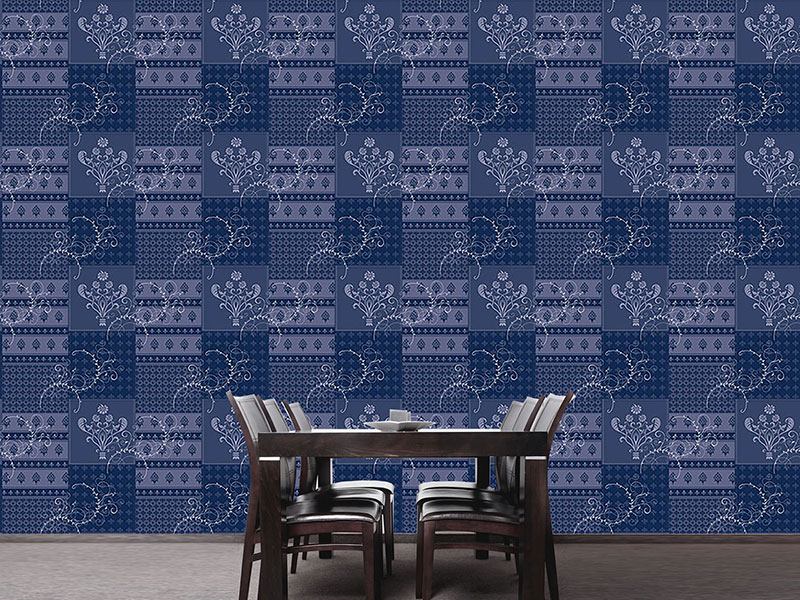 Wall Mural Pattern Wallpaper Symphony Floral Blue