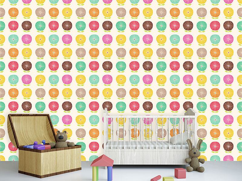 Wall Mural Pattern Wallpaper Flowers With Heart