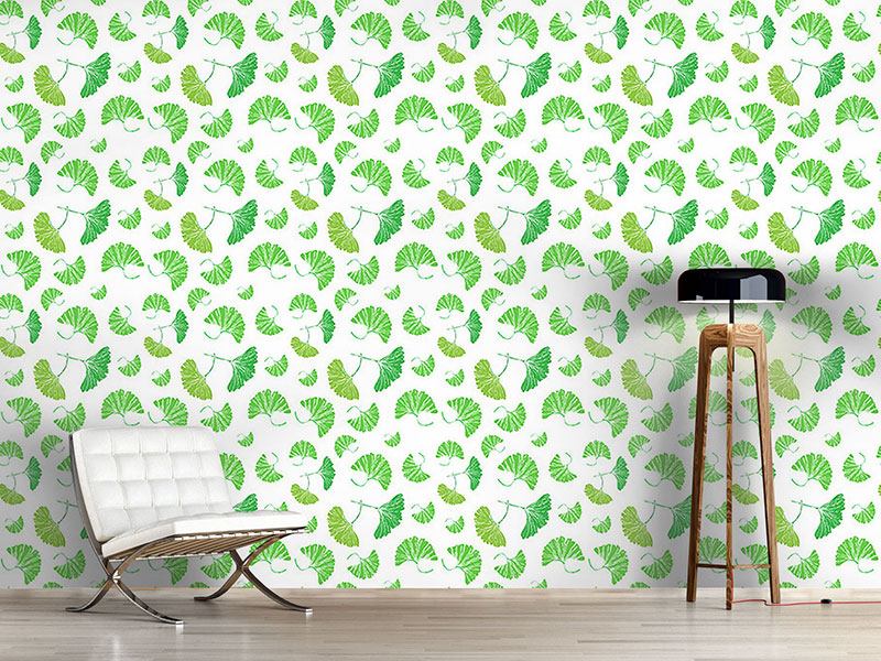 Wall Mural Pattern Wallpaper Ginkgo Leaves