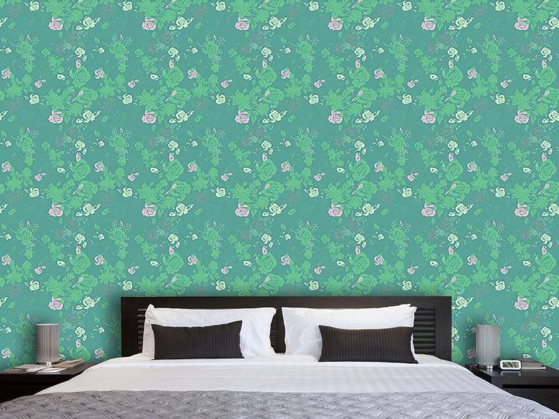 Wall Mural Pattern Wallpaper In The Rose Bed
