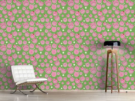 Wall Mural Pattern Wallpaper Family Pig Is Very Lucky