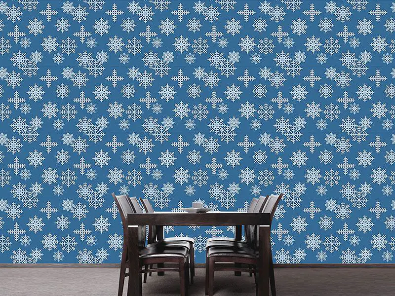 Wall Mural Pattern Wallpaper Ice Crystals Blue