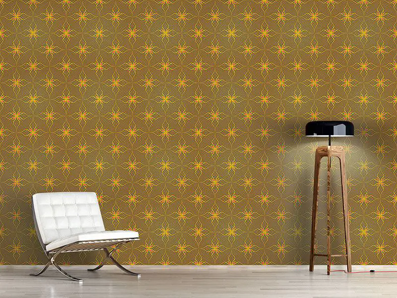 Wall Mural Pattern Wallpaper Flowers In Gold