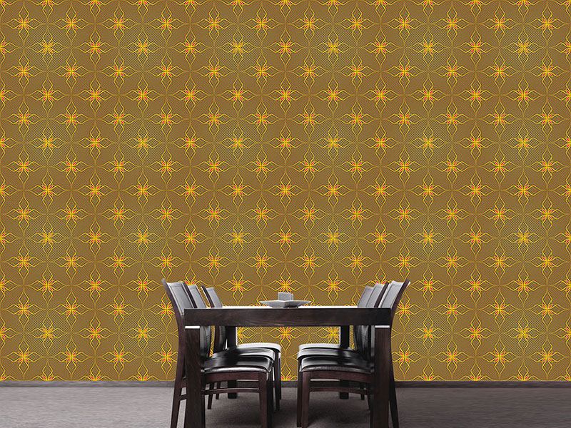 Wall Mural Pattern Wallpaper Flowers In Gold