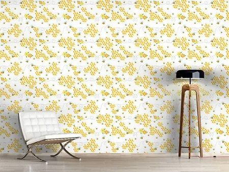 Wall Mural Pattern Wallpaper Bees Love Honeycombs