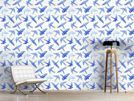 Wall Mural Pattern Wallpaper Swallows Flight