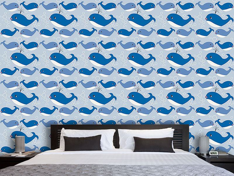 Wall Mural Pattern Wallpaper Whale Family
