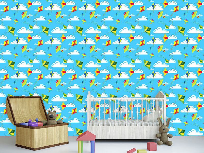 Wall Mural Pattern Wallpaper Kites In The Sky