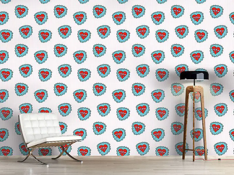 Wall Mural Pattern Wallpaper Heartshaped Box With Bow