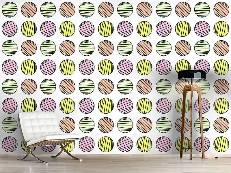 Wall Mural Pattern Wallpaper Striped Circles