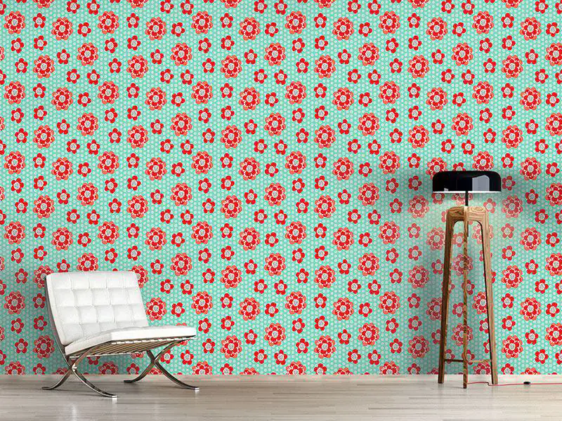 Wall Mural Pattern Wallpaper Flower Power And Dots