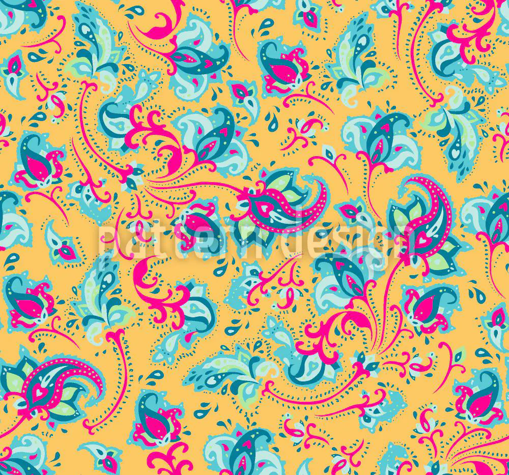 Designmuster Tapete Floral Paisley