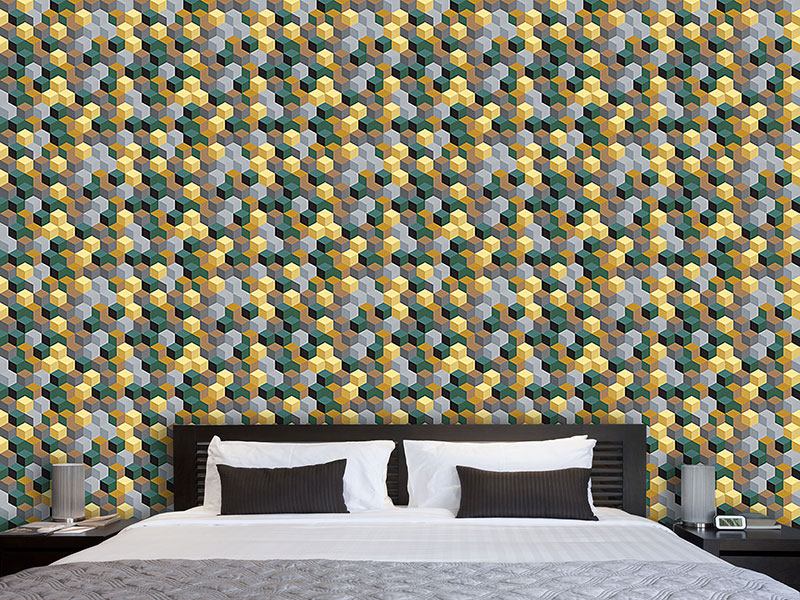 Wall Mural Pattern Wallpaper Grid Of Cubes