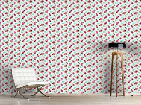 Wall Mural Pattern Wallpaper Flowers And Ladybugs