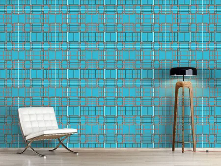 Wall Mural Pattern Wallpaper Asian Lattice Turquoise