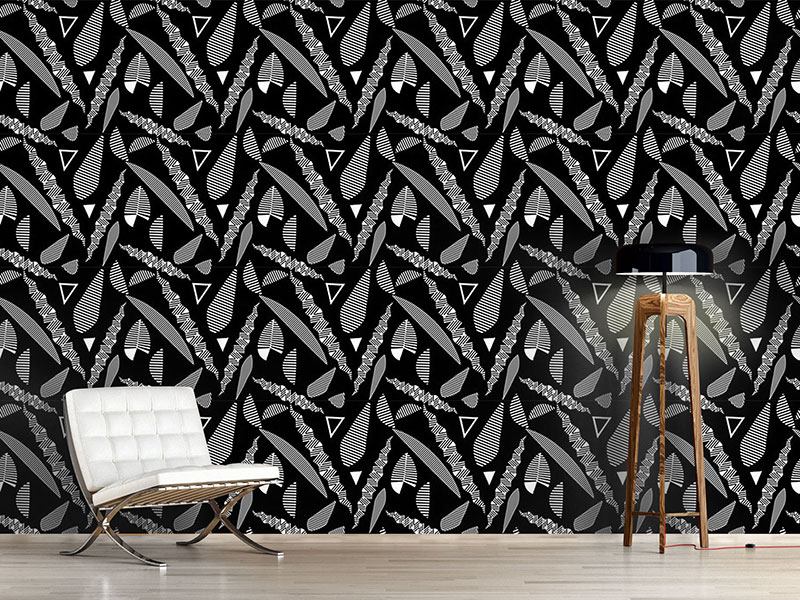 Wall Mural Pattern Wallpaper Stripe Fantasy Leaves