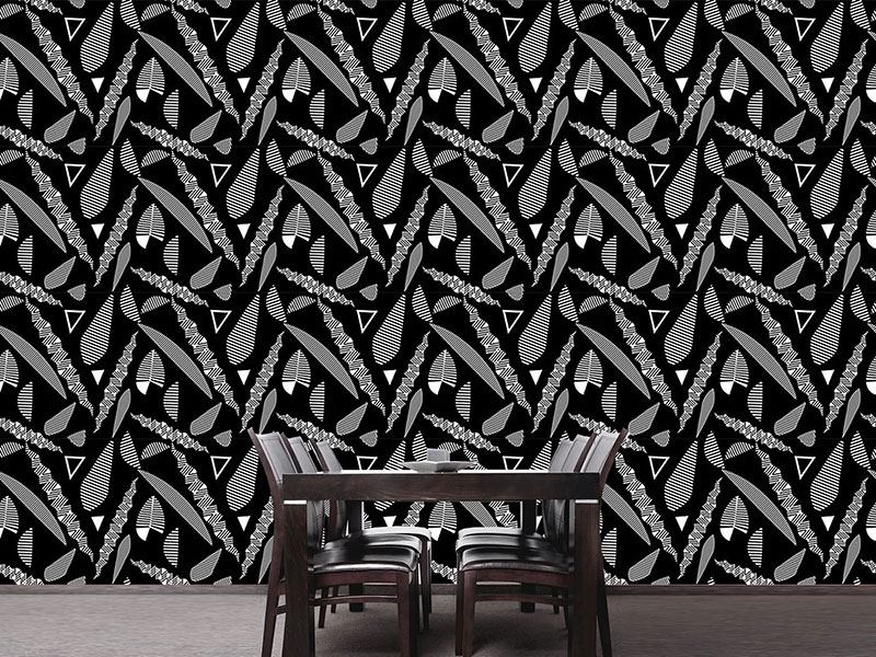 Wall Mural Pattern Wallpaper Stripe Fantasy Leaves