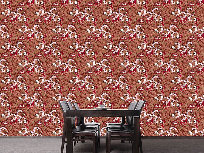 Wall Mural Pattern Wallpaper Rocking Orient Brown