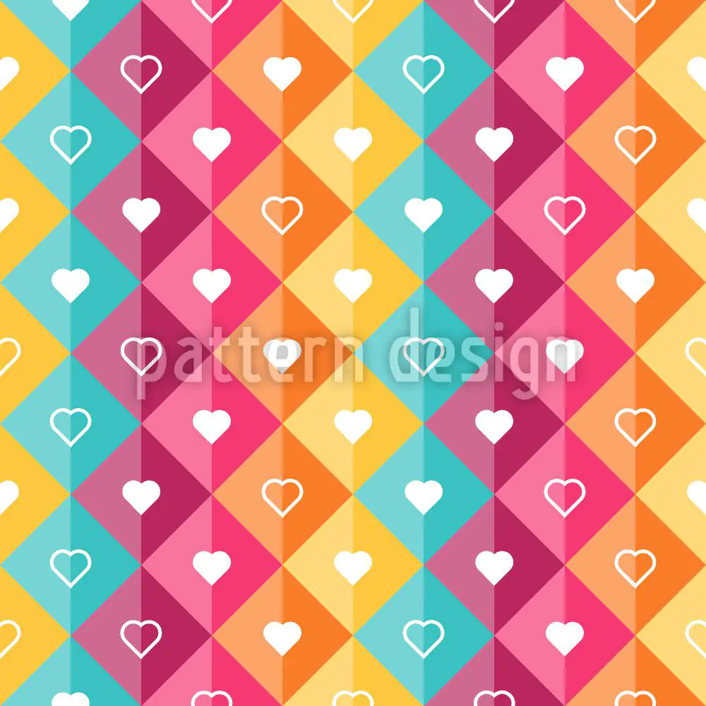 Wall Mural Pattern Wallpaper Hearts In Diamonds