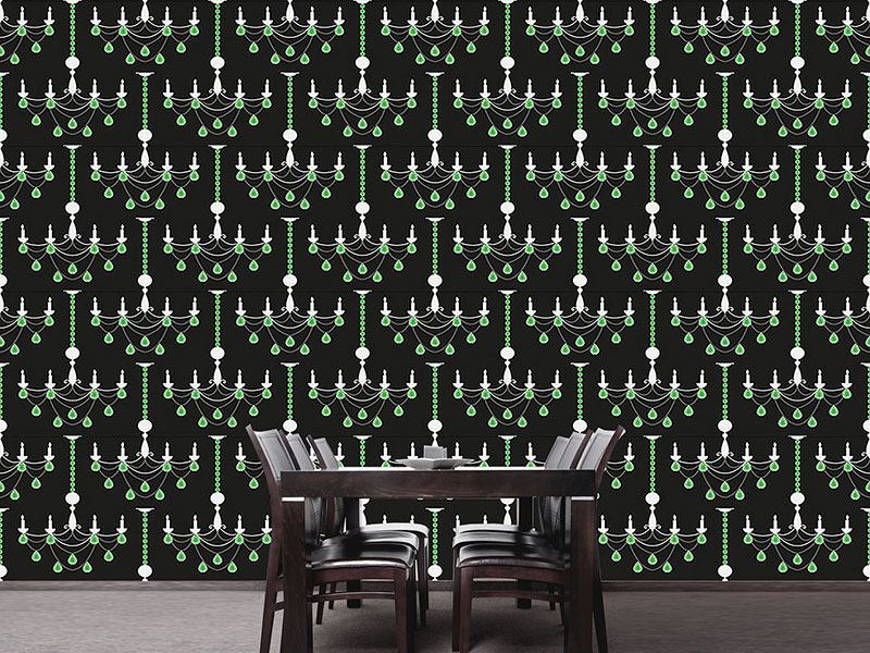 Wall Mural Pattern Wallpaper Emerald Chandelier