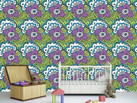 Wall Mural Pattern Wallpaper Spring Doodle