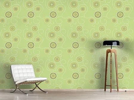 Wall Mural Pattern Wallpaper Aboriginal Twirls Green