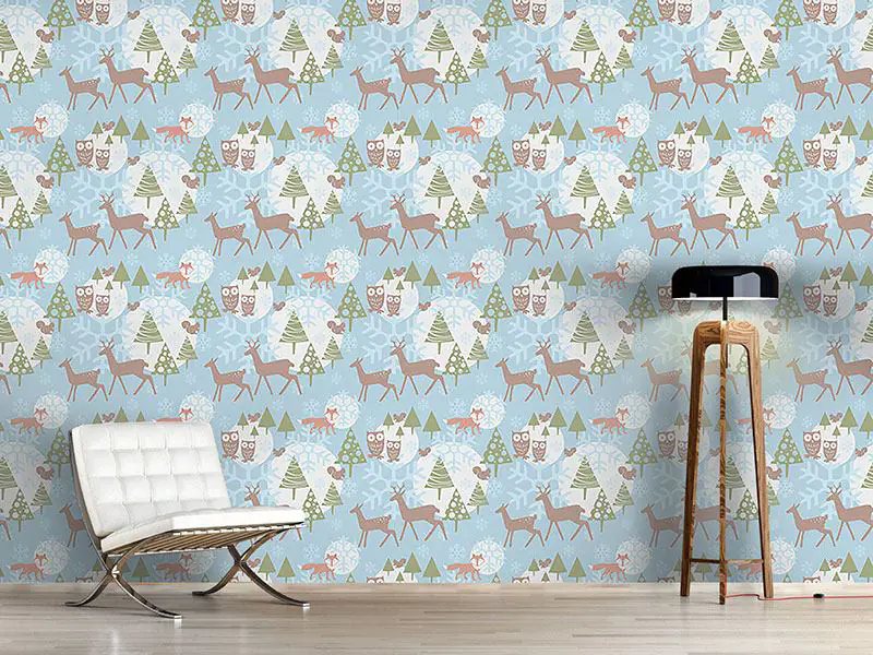 Wall Mural Pattern Wallpaper Winter Forest