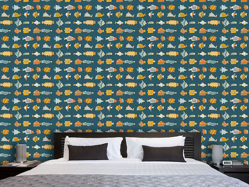 Wall Mural Pattern Wallpaper Funny Fish