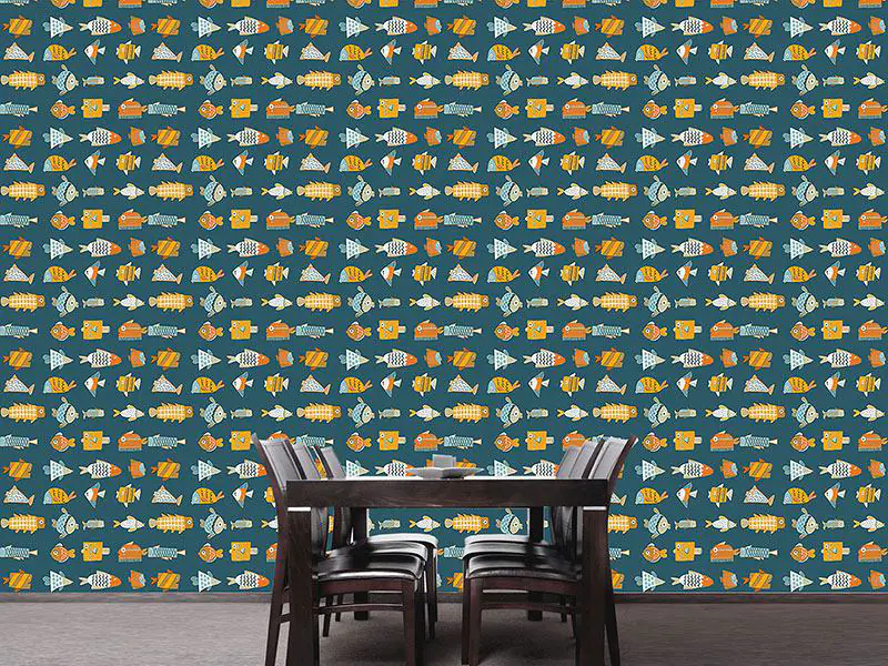 Wall Mural Pattern Wallpaper Funny Fish