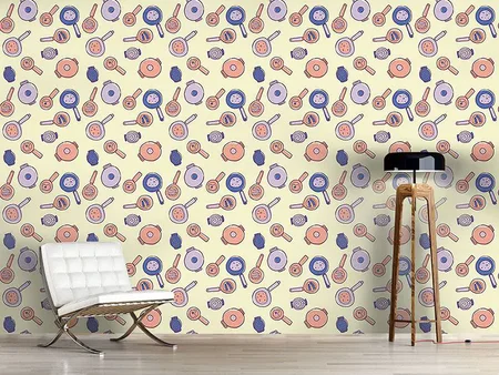 Wall Mural Pattern Wallpaper Cooking Pots And Pans