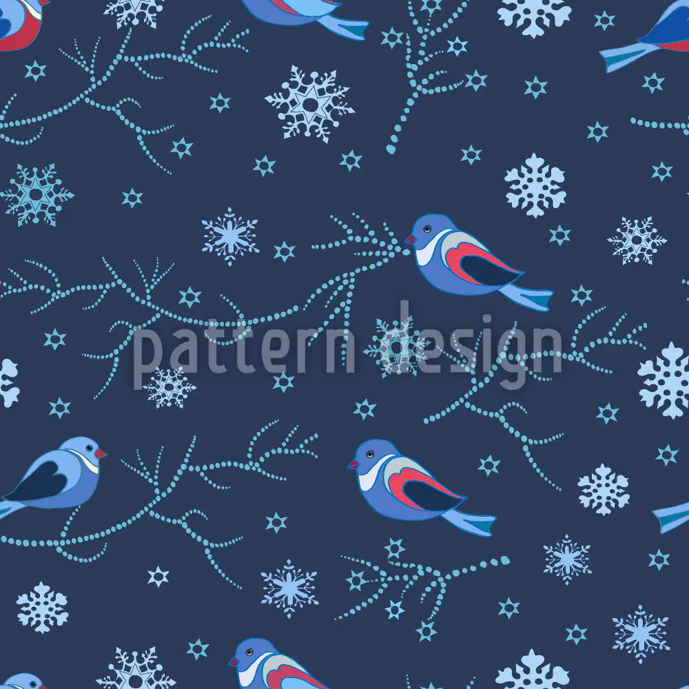 Designmuster Tapete Vögel Im Winter
