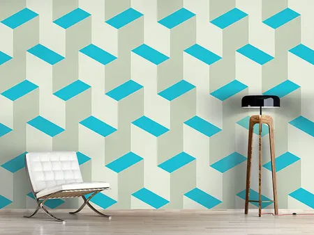 Wall Mural Pattern Wallpaper Isometric Steps 3D