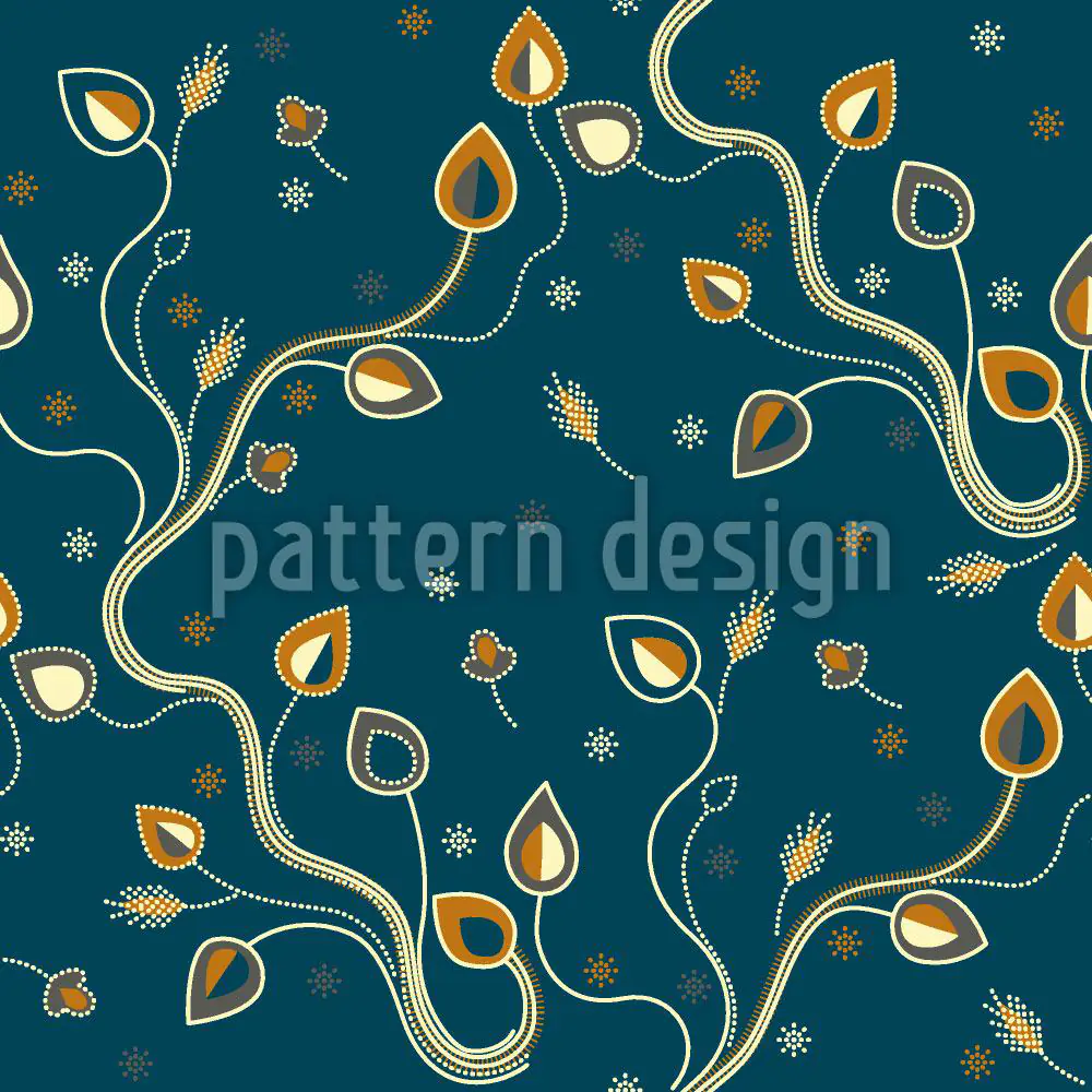 Wall Mural Pattern Wallpaper Ethno Branches Teal