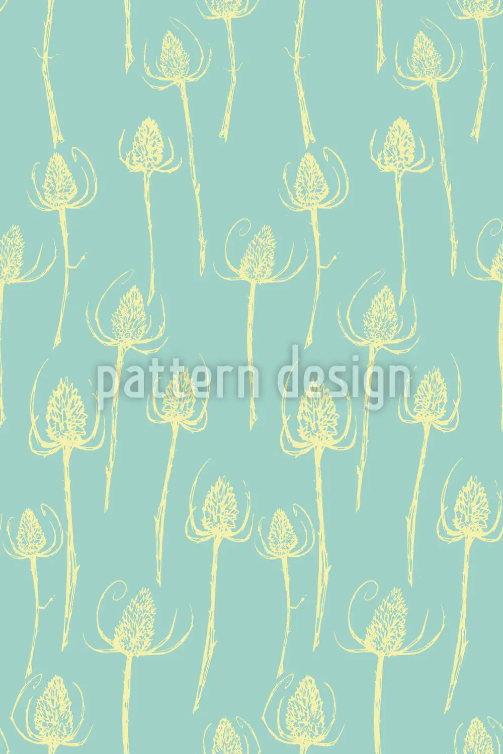 Wall Mural Pattern Wallpaper Thistle Silhouettes