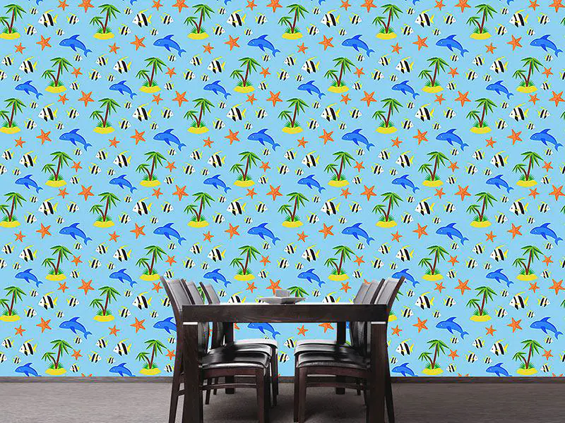 Wall Mural Pattern Wallpaper Tropical Island