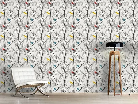 Wall Mural Pattern Wallpaper The Birds Of The Forest