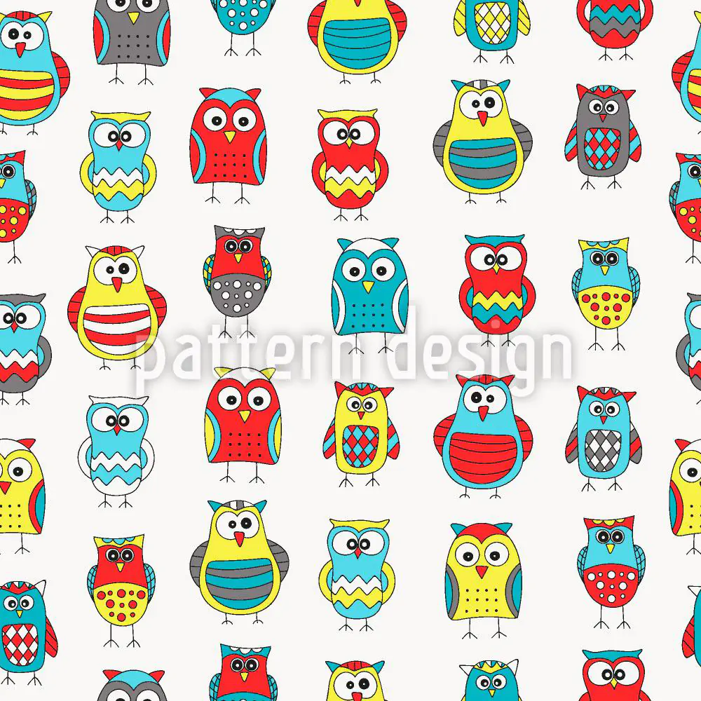 Wall Mural Pattern Wallpaper Cartoon Owl Friends