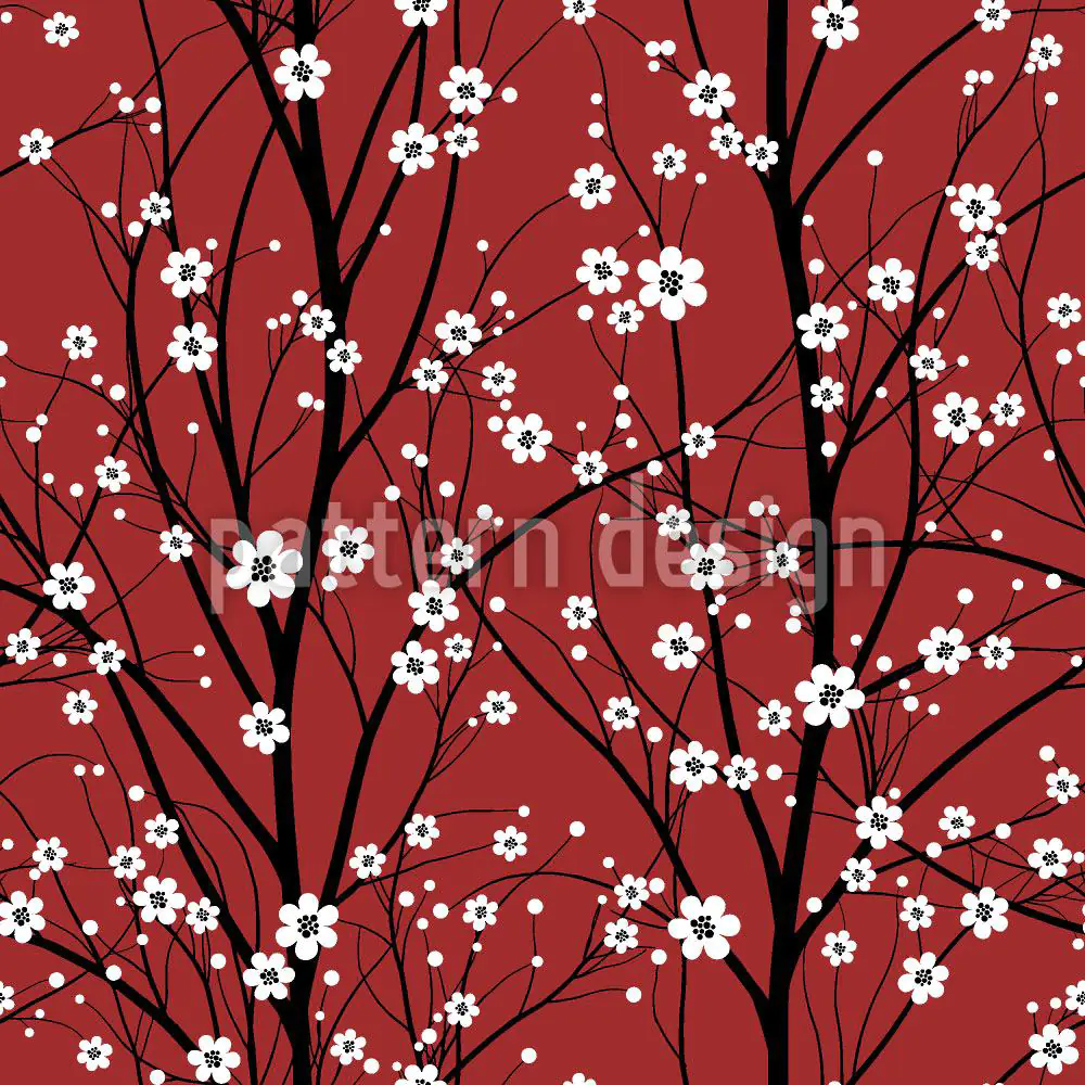 Wall Mural Pattern Wallpaper Cherry Tree