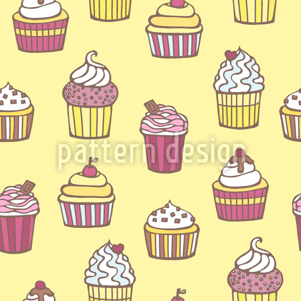 Wall Mural Pattern Wallpaper All Kinds Of Cupcakes