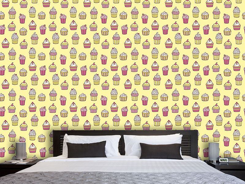 Wall Mural Pattern Wallpaper All Kinds Of Cupcakes