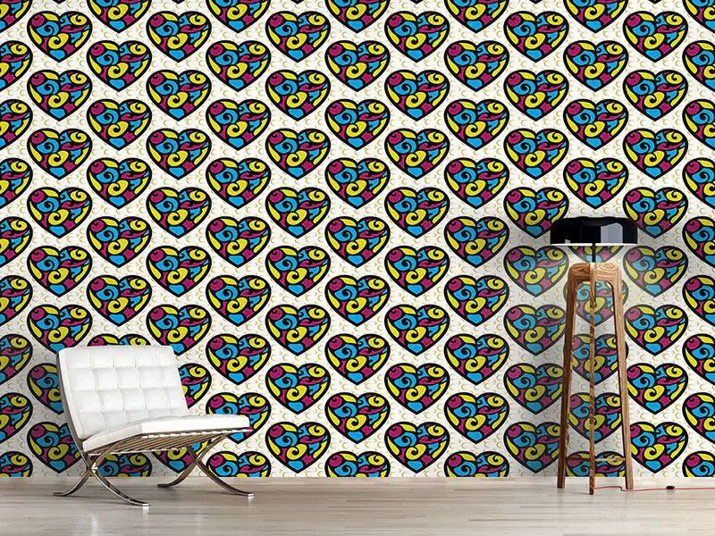 Wall Mural Pattern Wallpaper Tiffany Hearts