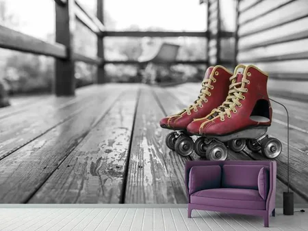 Fotobehang Retro roller skates
